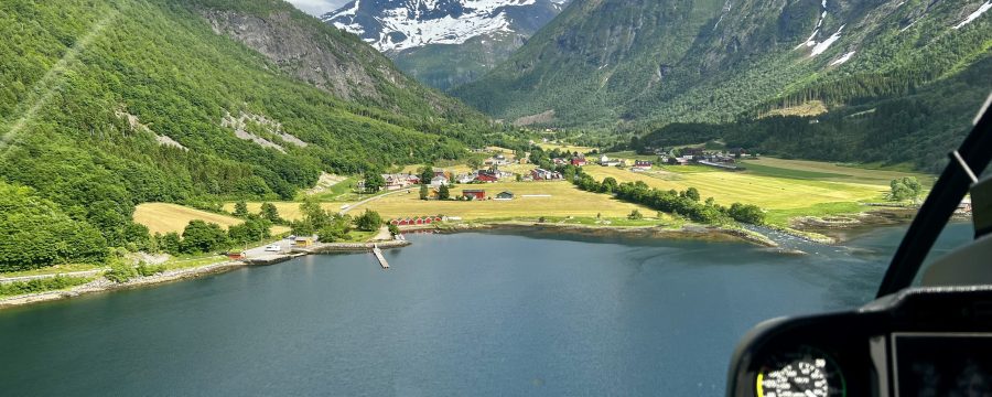 Landing helicopter in Norway