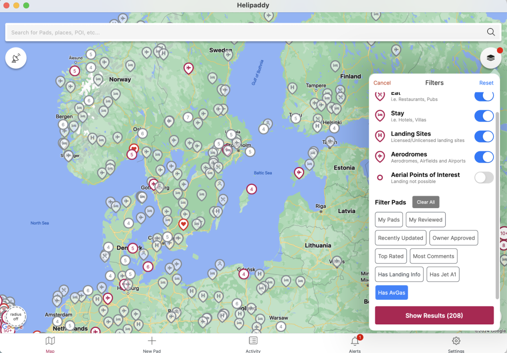 Helipaddy filter set to Avgas